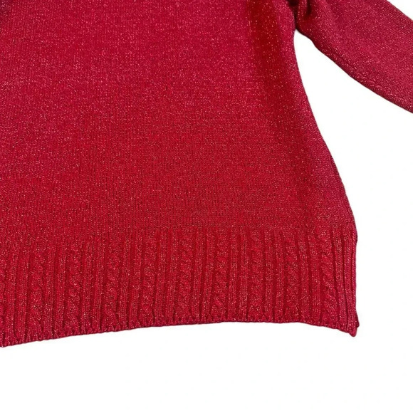 Diane Von Furstenberg The Color Authority Red Glitter Sweater Pullover Small - Picture 8 of 10
